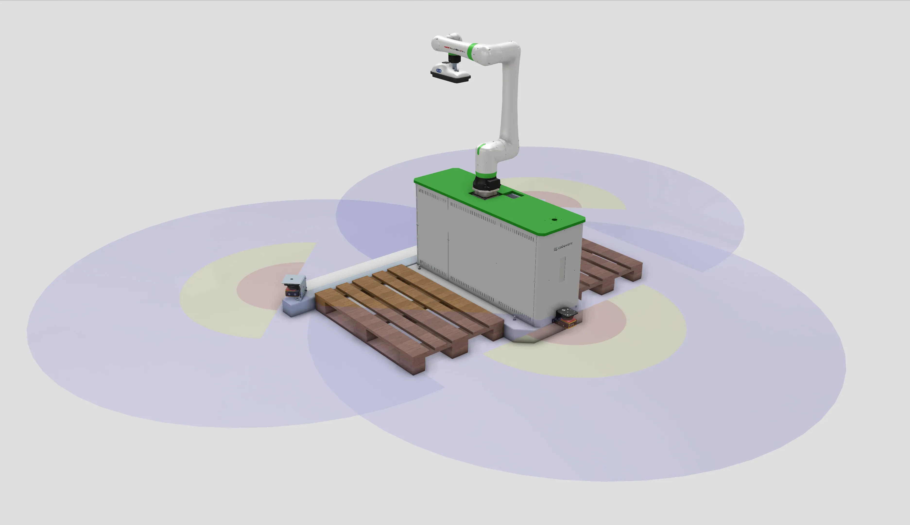 Rendering von Basic-Starter-Cobot mit Lasertechnologie